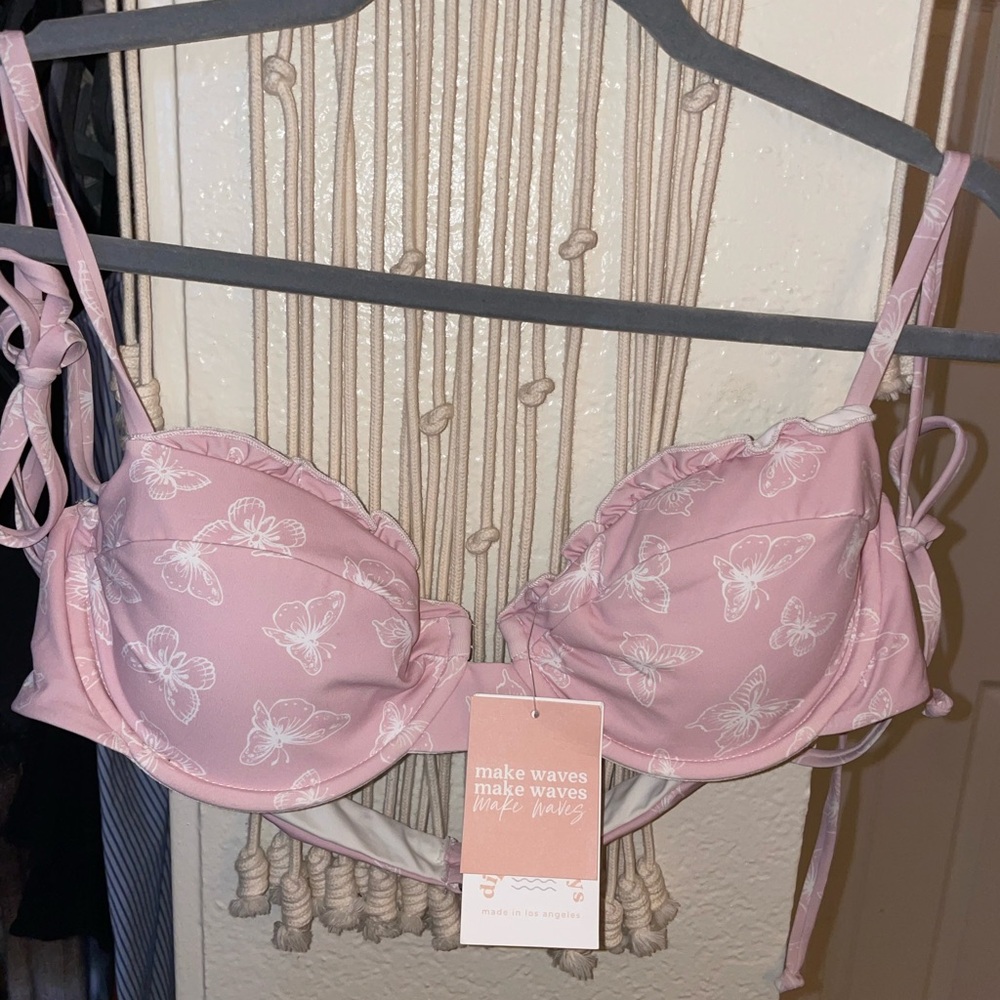 Dippin' Daisy's Pink Butterfly Print Bikini Top